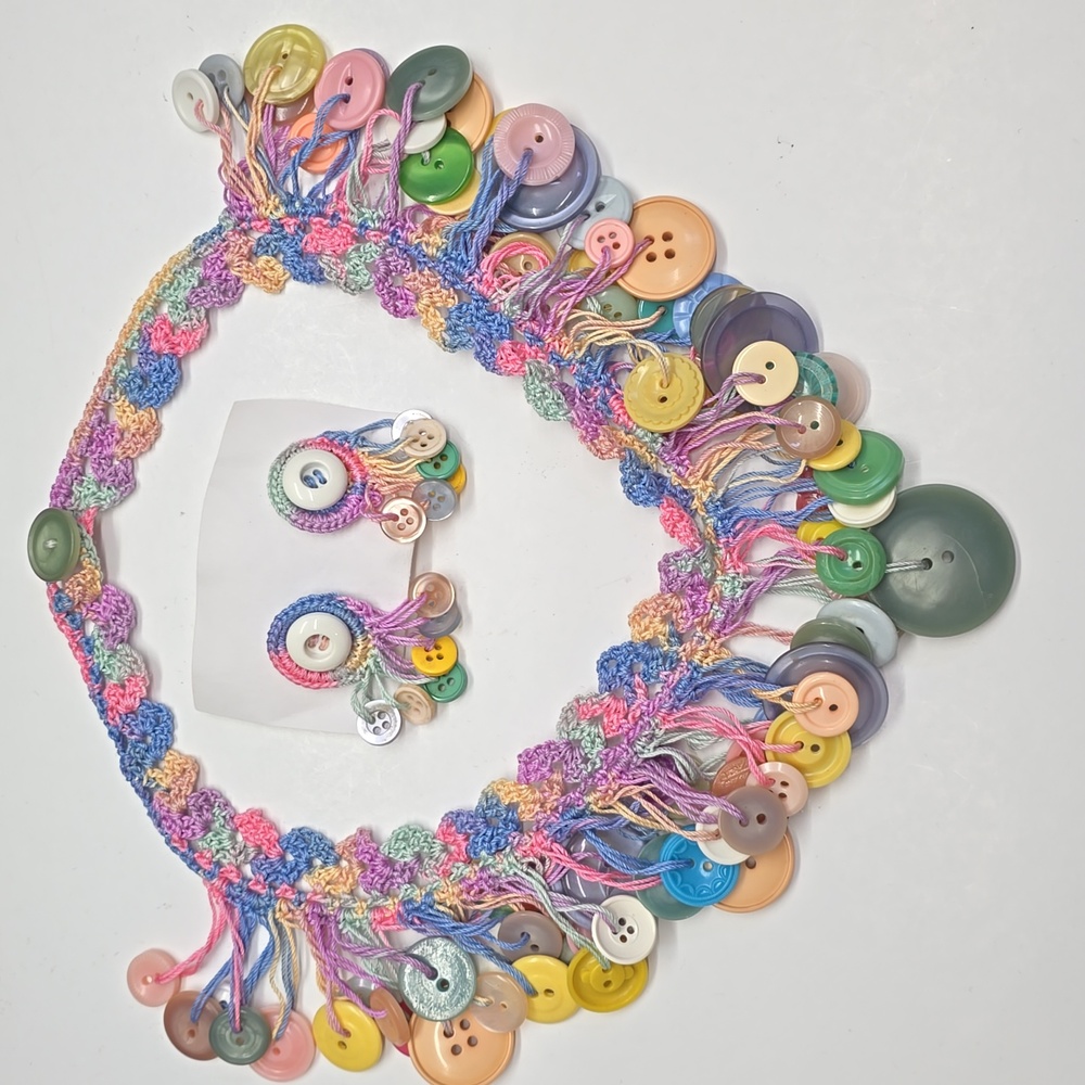 Artisan Crochet Button Jewelry Set